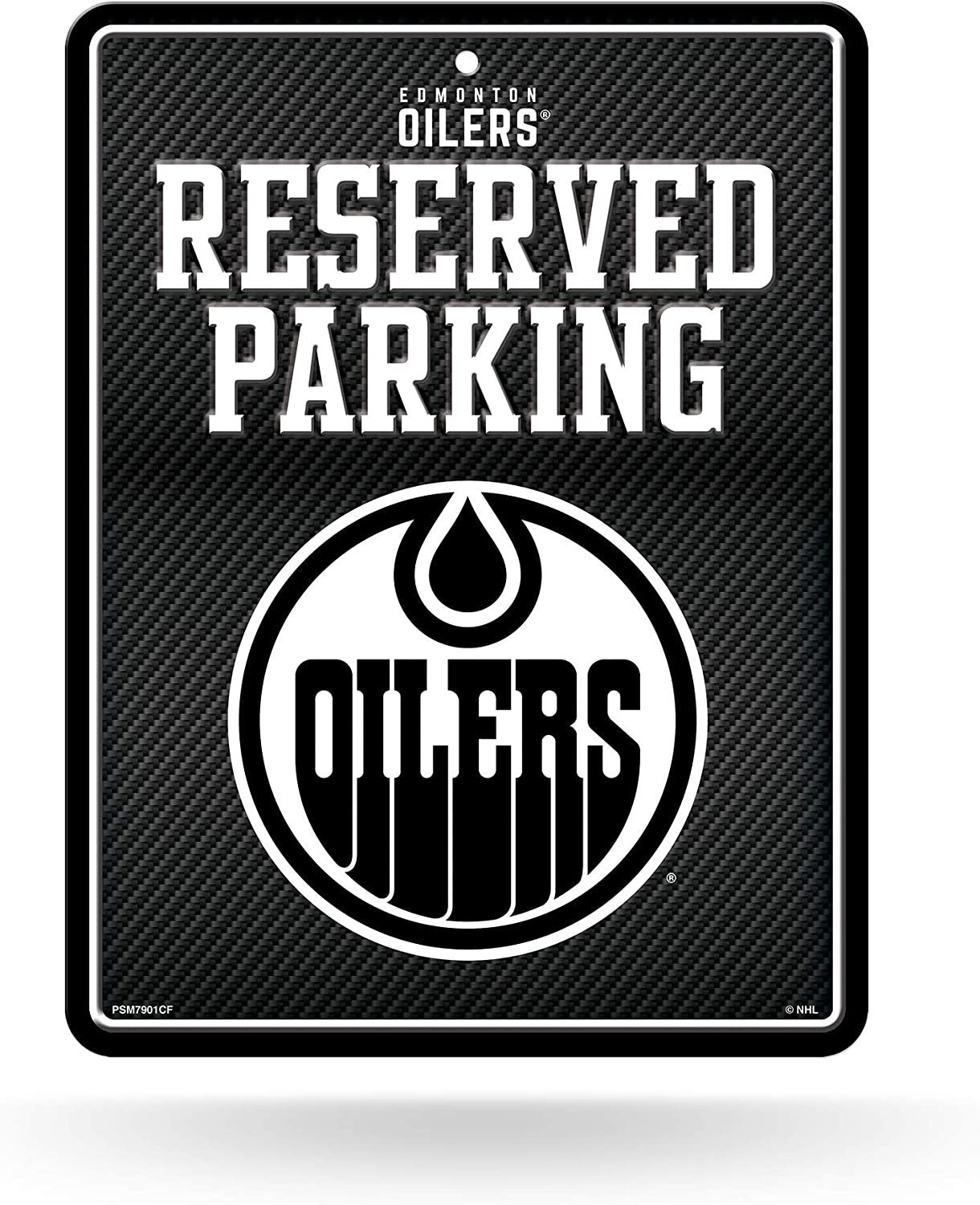 Edmonton Oilers Metal Parking Novelty Wall Sign 8.5 x 11 Inch Carbon Fiber Design