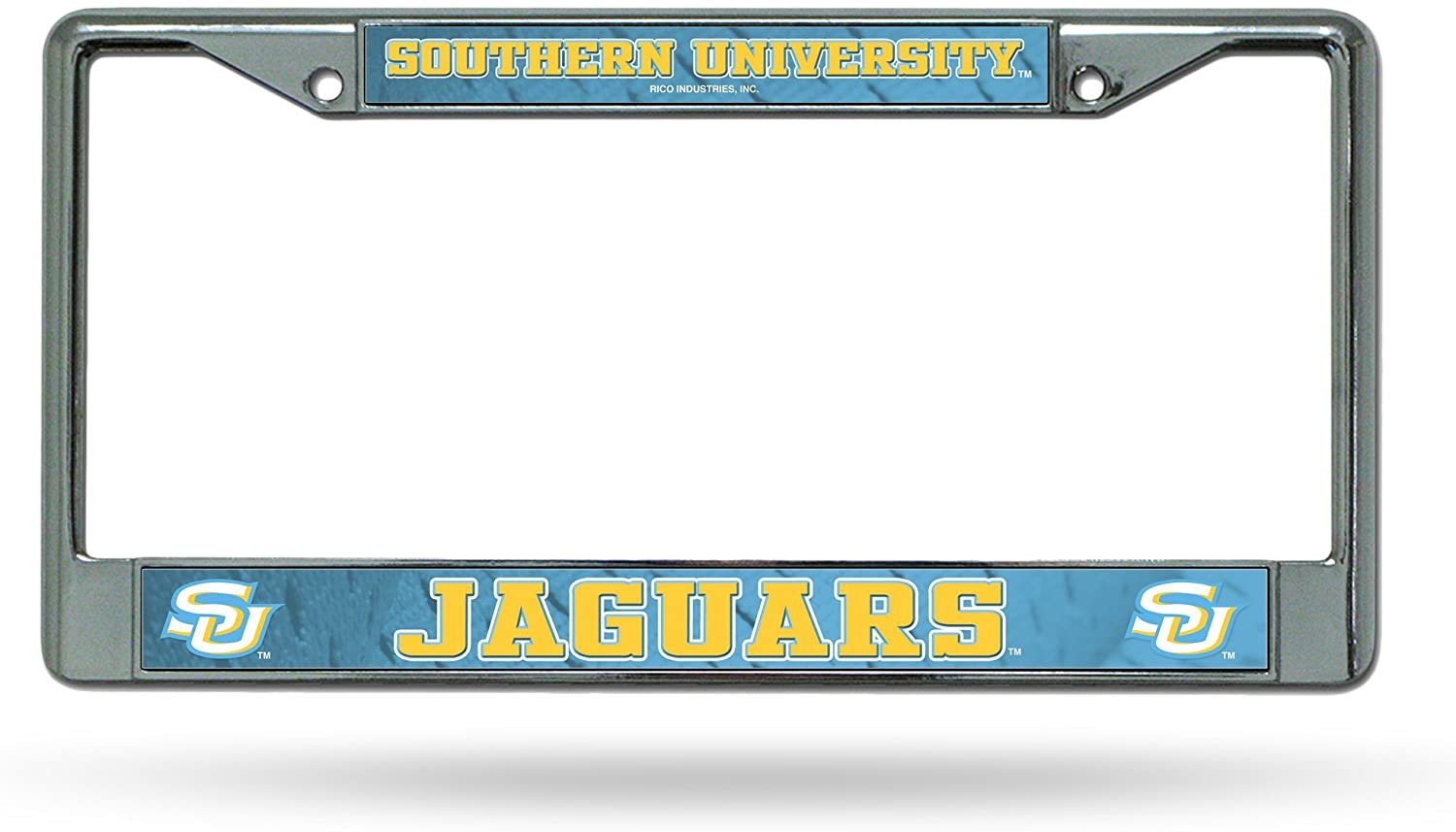 Southern University Jaguars Premium Metal License Plate Frame Chrome Tag Cover, 12x6 Inch