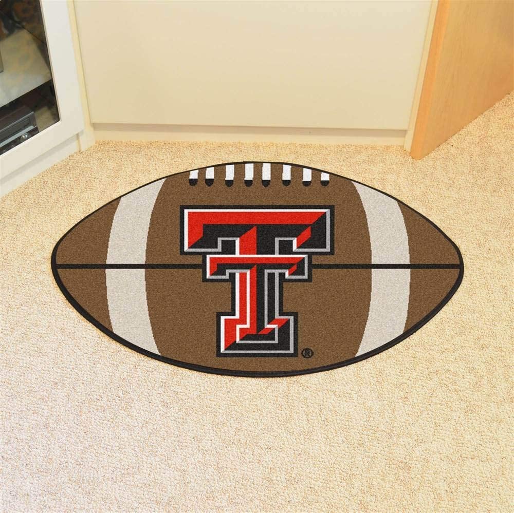 Texas Tech University Red Raiders Floor Mat Area Rug, 20x32 Inch, Non-Skid Backing, Football Design