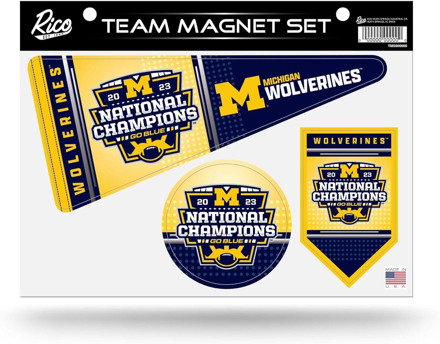 University of Michigan Wolverines 2024 Champions Team Multi Magnet Set, 8.5x11 Inch Sheet, Die Cut, Auto Home