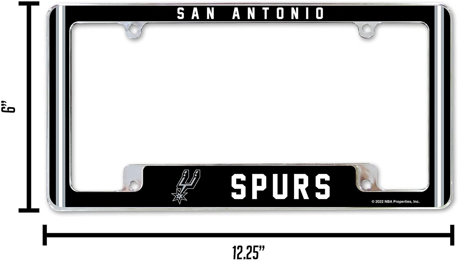 San Antonio Spurs Metal License Plate Frame Chrome Tag Cover Alternate Design 6x12 Inch