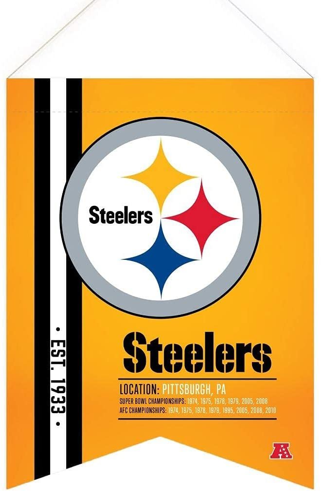 Pittsburgh Steelers 18 x 24 Inch Scroll Flag Banner Premium Quality Soft Felt