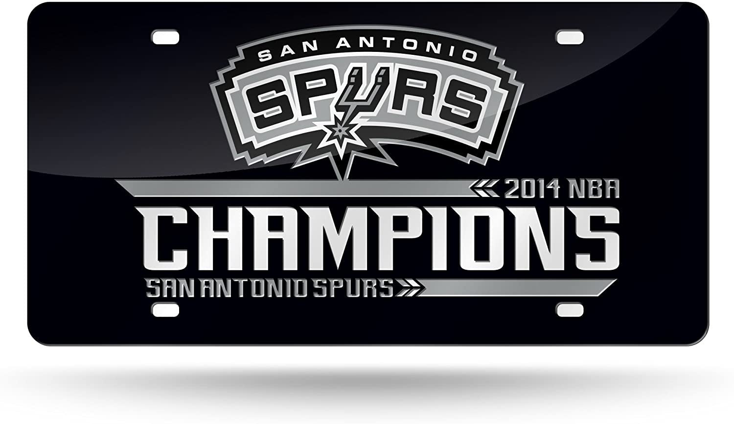 San Antonio Spurs 2014 Champions Premium Laser Cut Tag License Plate, Mirrored Acrylic Inlaid, 6x12 Inch