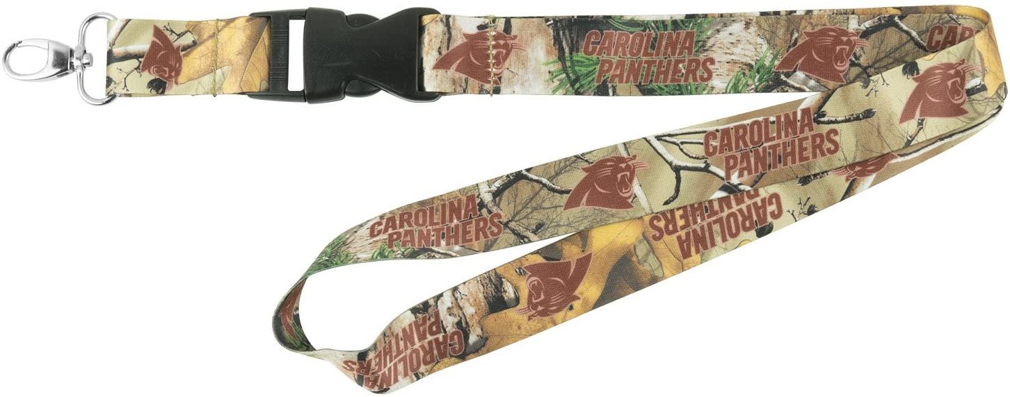 Carolina Panthers Realtree Xtra® Camo Lanyard Keychain Double Sided Breakaway Safety Design Adult 18 Inch