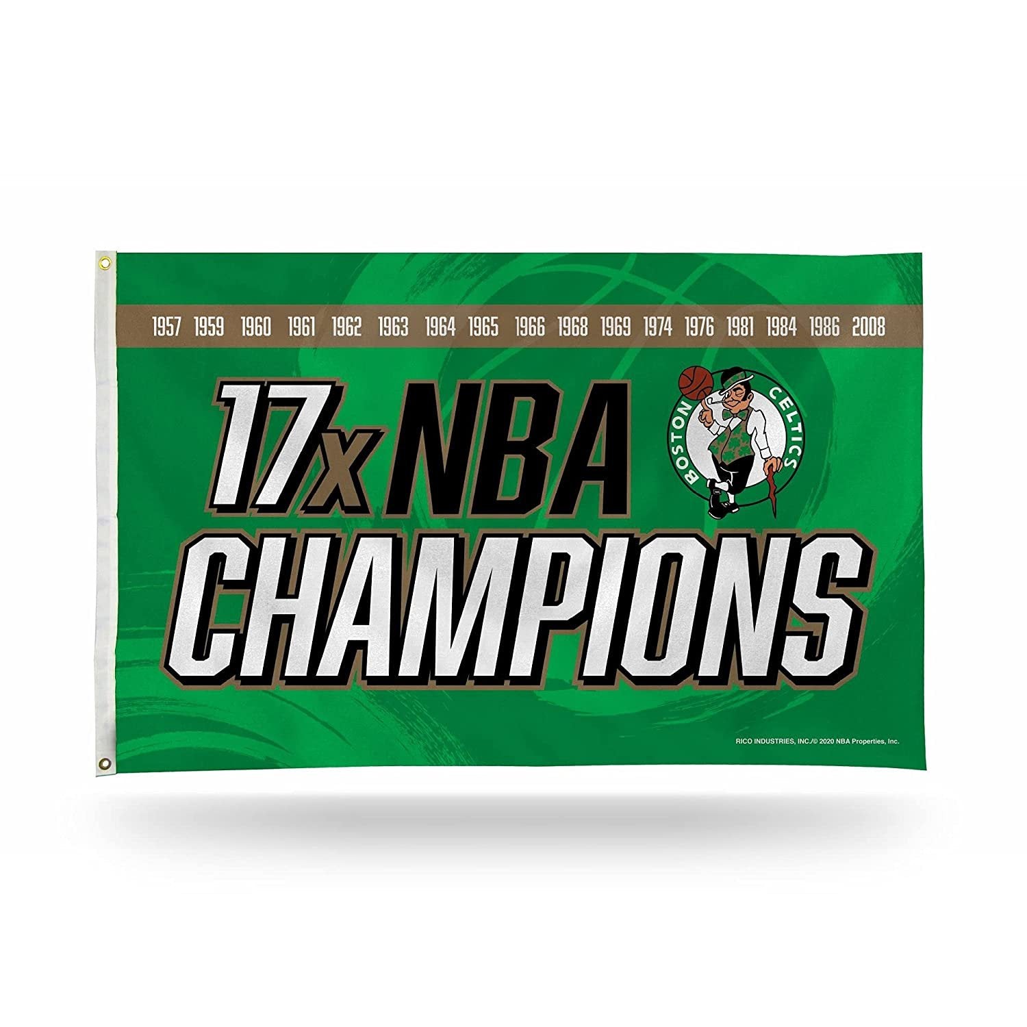 Boston Celtics 3x5 Feet Flag Banner, 17-Time Champions, Metal Grommets, Outdoor House, Single Sided