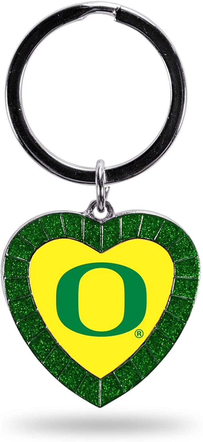 NCAA Oregon Ducks NCAA Rhinestone Heart Colored Keychain, Green, 3-inches in length