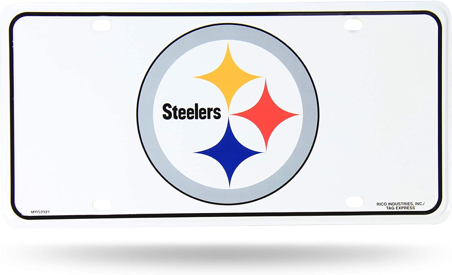 Pittsburgh Steelers Metal Auto Tag License Plate, Logo White Design, 12x6 Inch