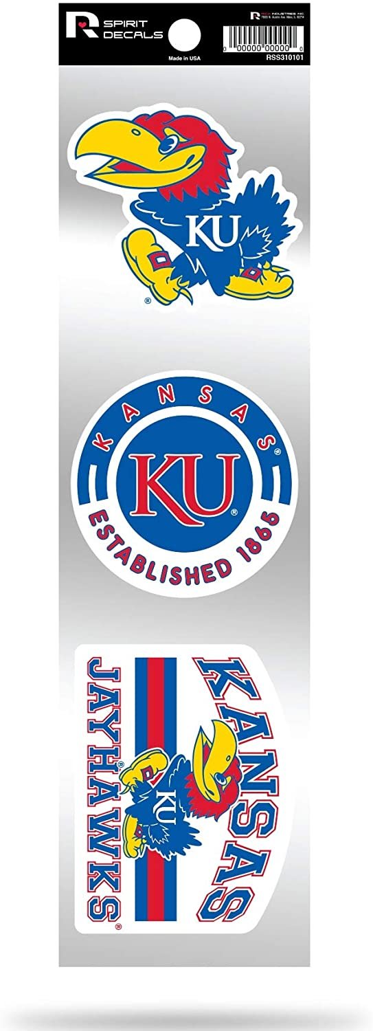 Kansas Jayhawks Triple Retro Throwback Spirit Decals Flat Vinyl Auto Home Sticker Sheet University of