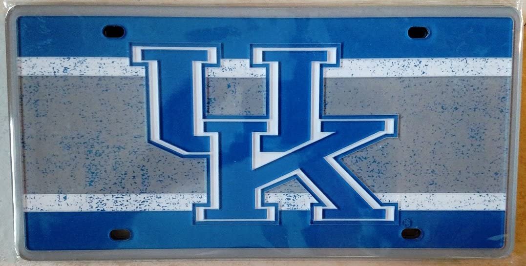 University of Kentucky Wildcats Premium Laser Cut Tag License Plate, Vintage Design, Mirrored Acrylic Inlaid, 6x12 Inch