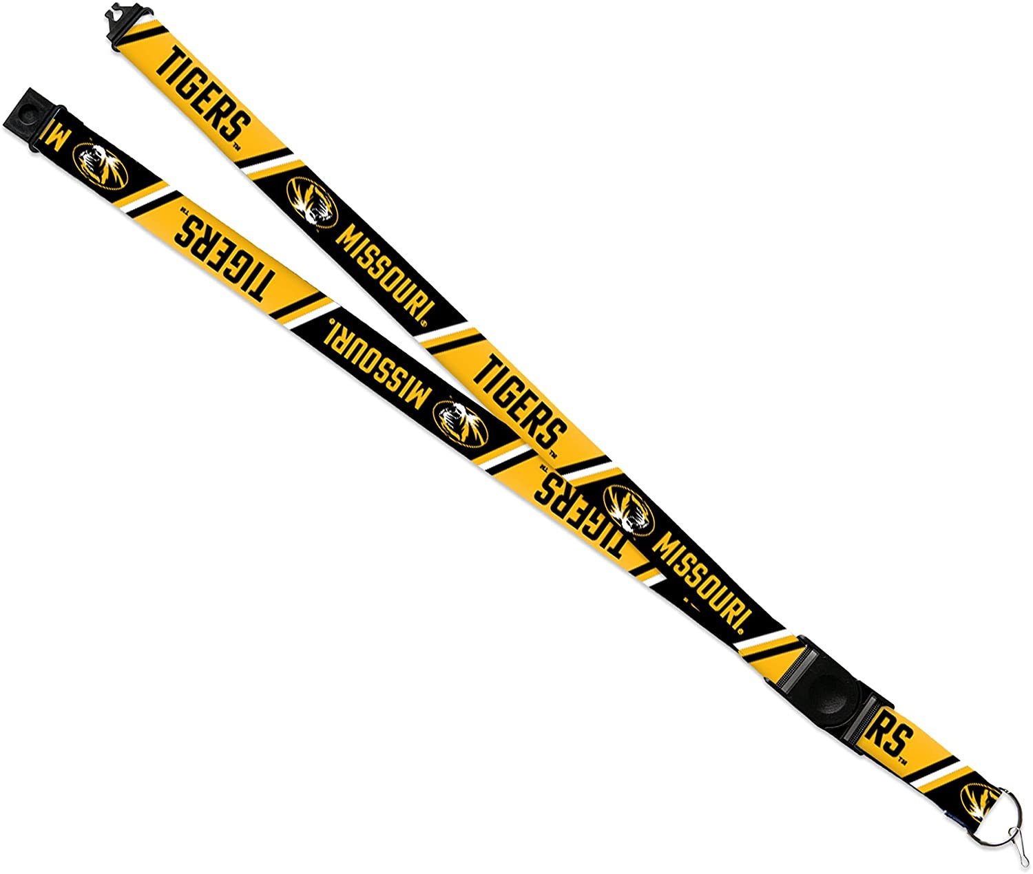 University of Missouri Tigers Lanyard Keychain Double Sided 18 Inch Button Clip Safety Breakaway
