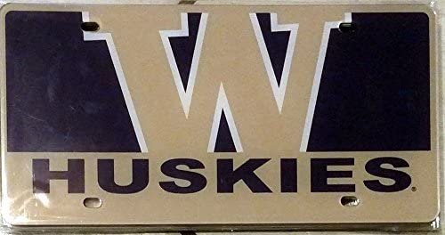 University of Washington Huskies Premium Laser Tag License Plate, Mega Logo, Mirrored Acrylic, 6x12 Inch