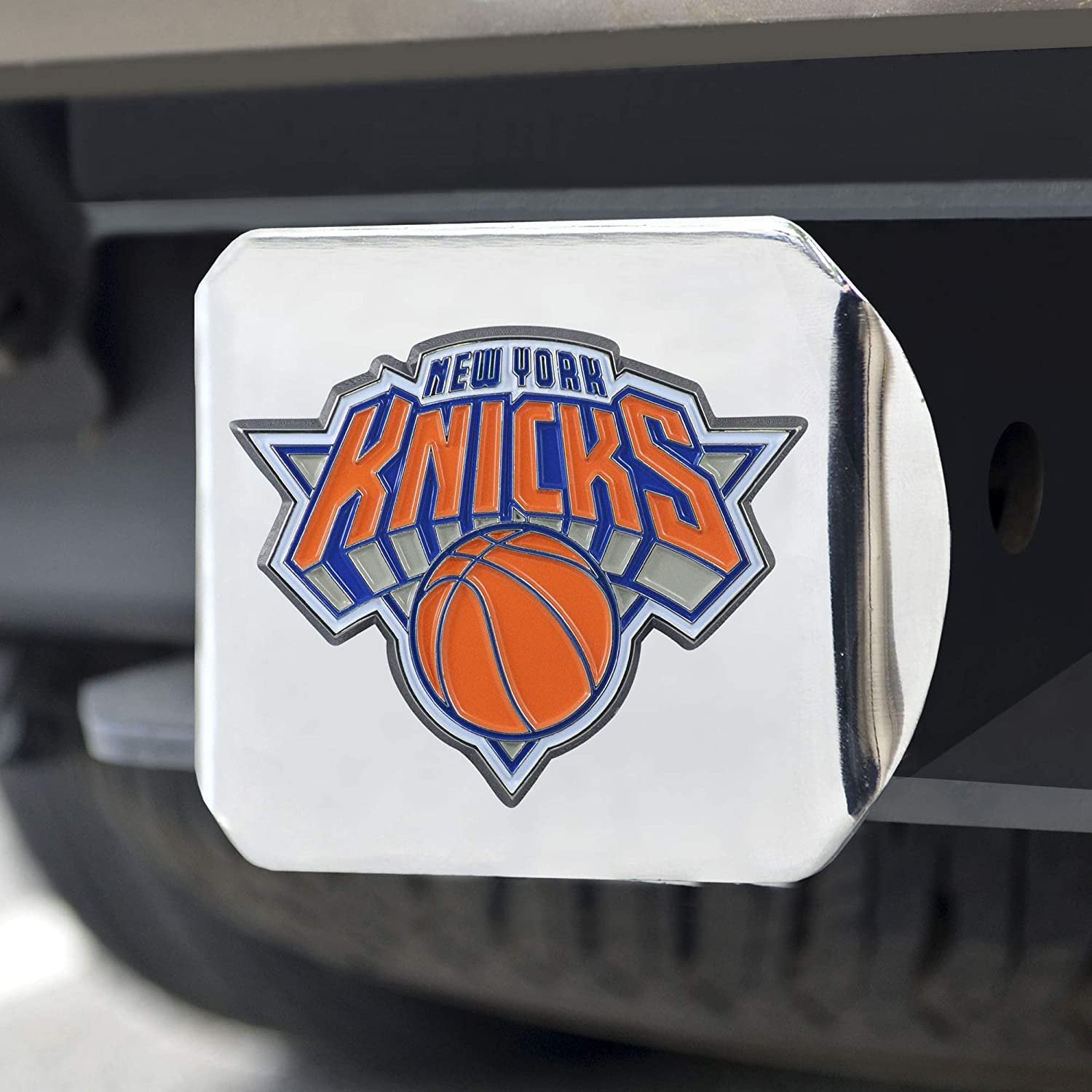 New York Knicks Hitch Cover Solid Metal with Raised Color Metal Emblem 2" Square Type III