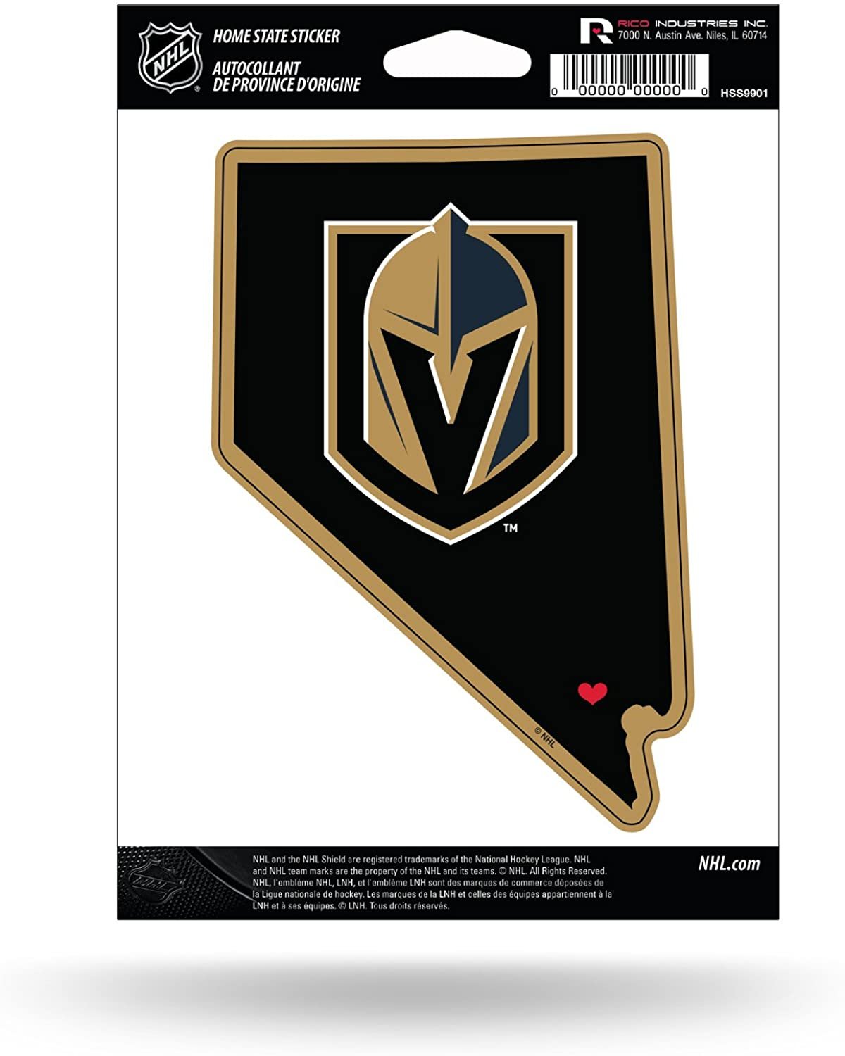 Vegas Golden Knights 5 Inch Sticker Decal, Home State Design, Flat Vinyl, Full Adhesive Backing