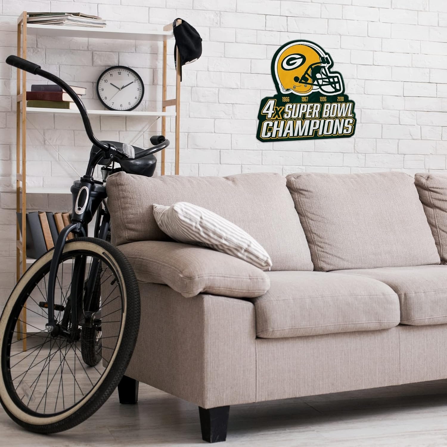 Green Bay Packers 4-Time Super Bowl Champions Soft Felt Wall Pennant, 18 Inch, Easy to Hang