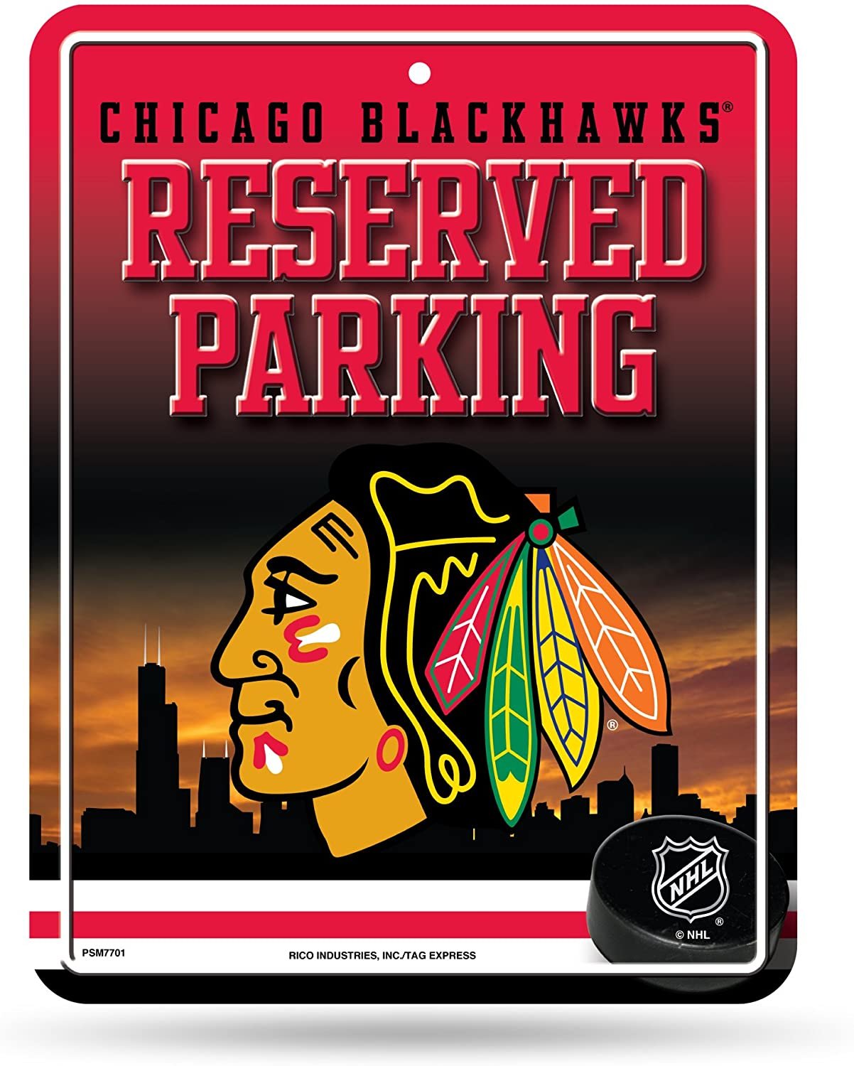 Chicago Blackhawks Metal Parking Sign, Reserved, 8.5 x 11 Inch, High Resolution