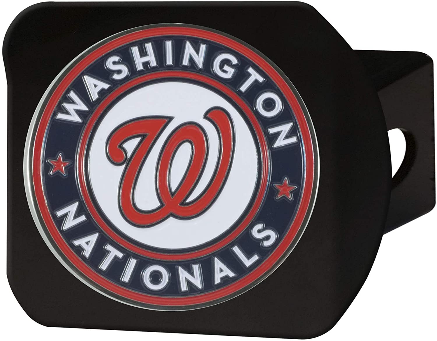Washington Nationals Hitch Cover Black Solid Metal with Raised Color Metal Emblem 2" Square Type III