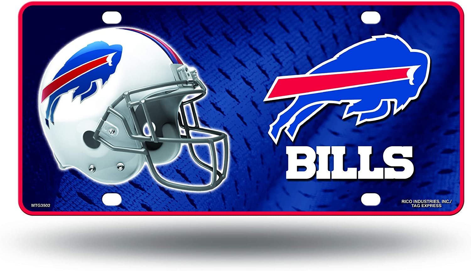 Buffalo Bills Metal Auto Tag License Plate, Helmet Design, 12x6 Inch