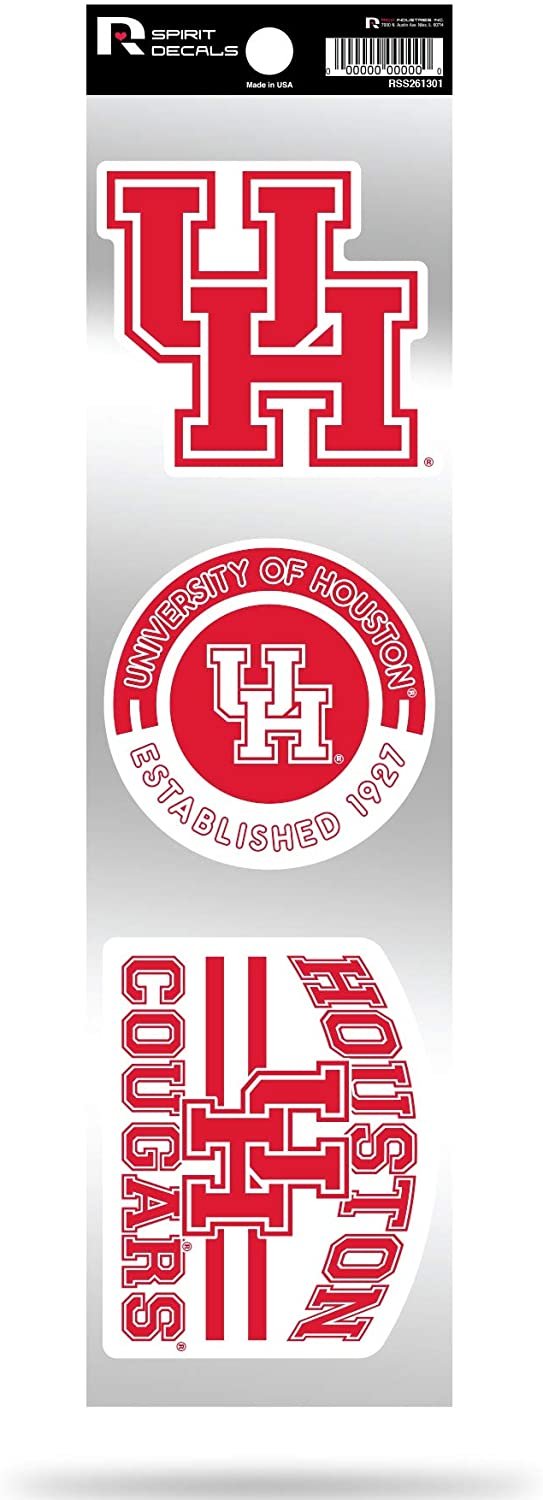 Houston Cougars Triple Retro Throwback Spirit Decals Flat Vinyl Auto Home Sticker Sheet University of