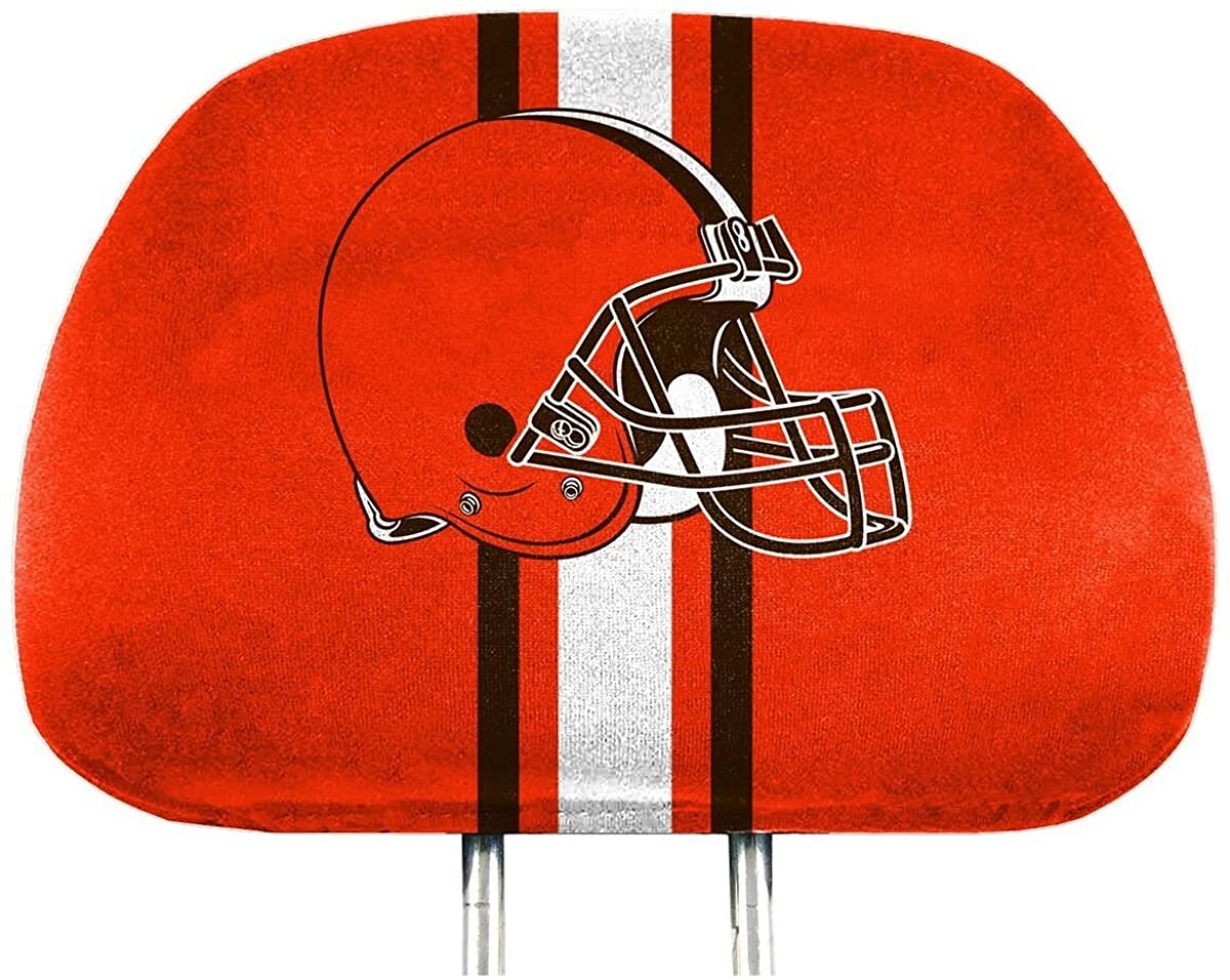 Cleveland Browns Premium Pair of Auto Head Rest Covers, Full Color Printed, Elastic, 10x14 Inch