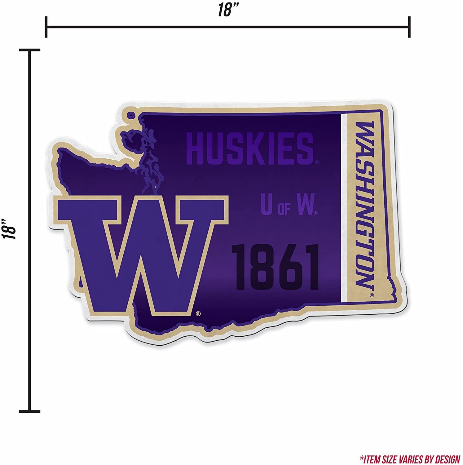 Washington Huskies Pennant State Shape 18 Inch Soft Felt University of