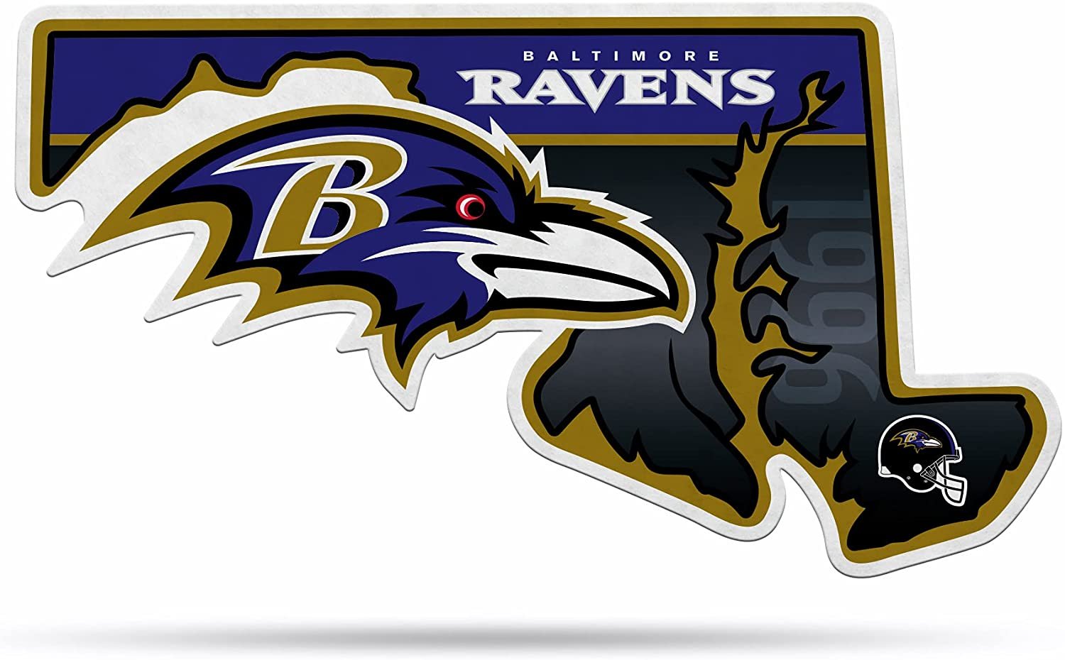 Baltimore Ravens Soft Felt Pennant, State Design, Shape Cut, 18 Inch, Easy To Hang