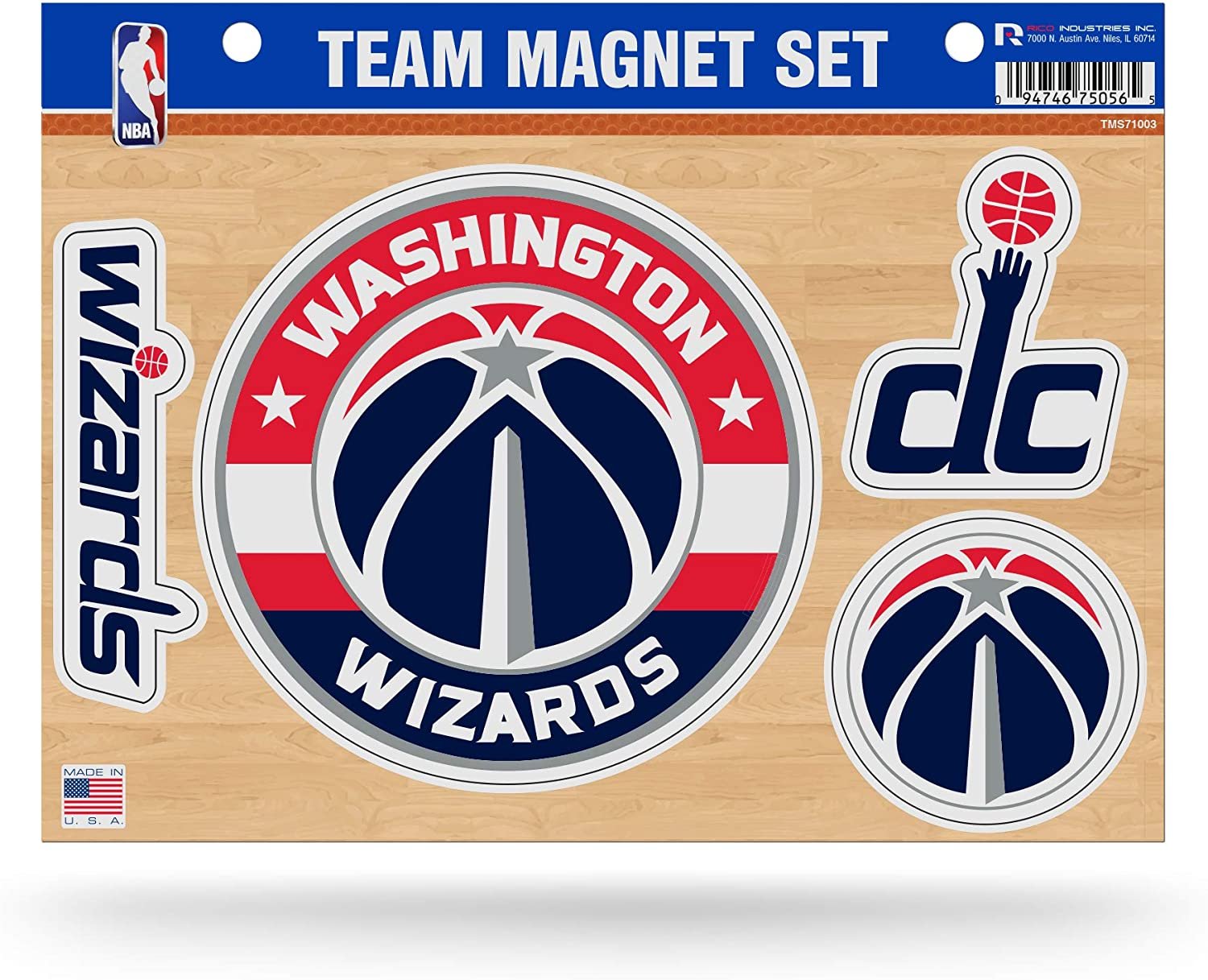 Washington Wizards Team Multi Magnet Set, 8.5x11 Inch Sheet, Die Cut, Auto Home