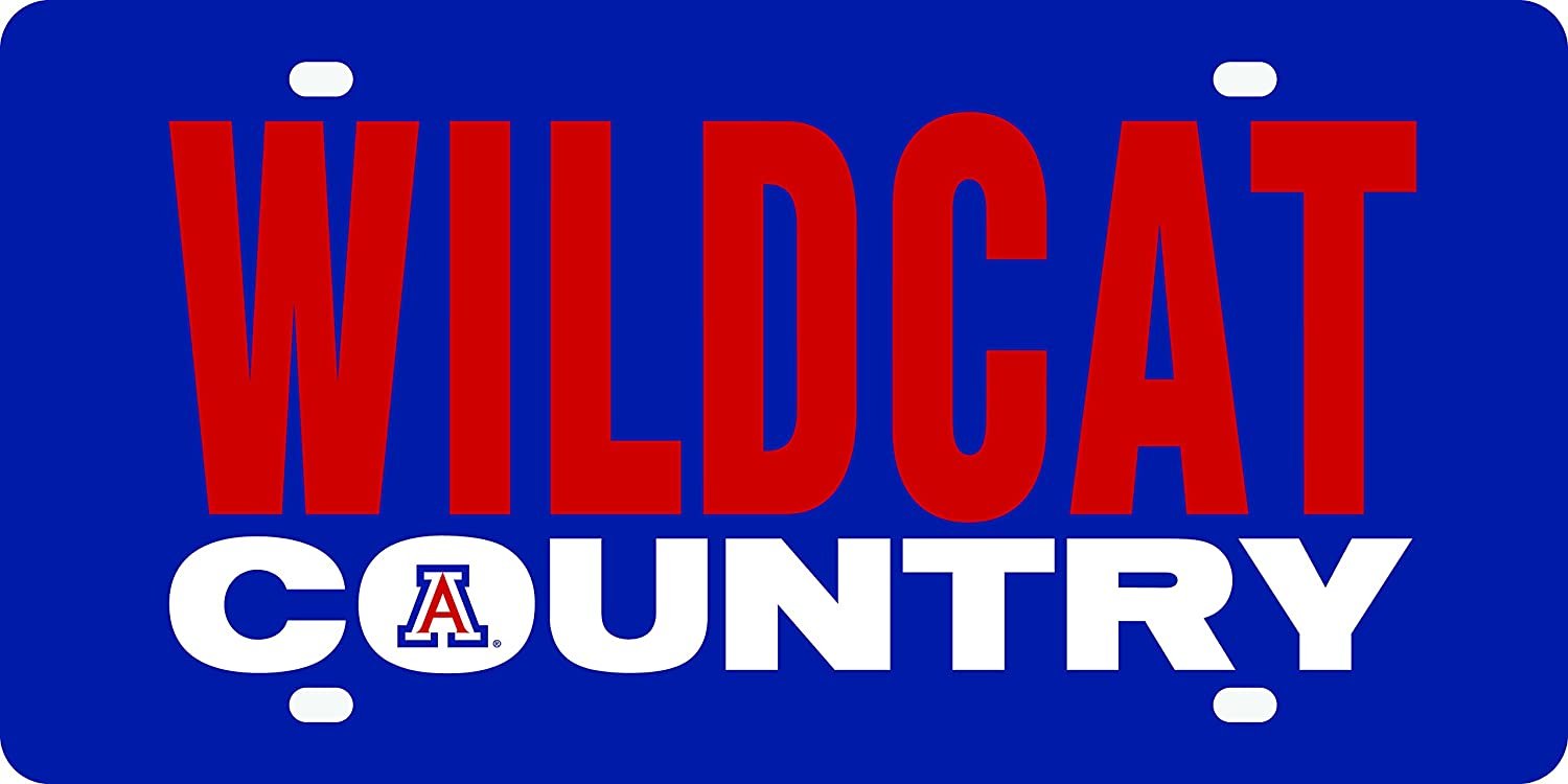 University of Arizona Wildcats Premium Laser Cut Tag License Plate, Mirrored Acrylic Inlaid, Country Design, 12x6 Inch