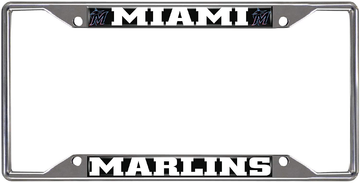 Miami Marlins Metal License Plate Frame Tag Cover Chrome 6x12 Inch