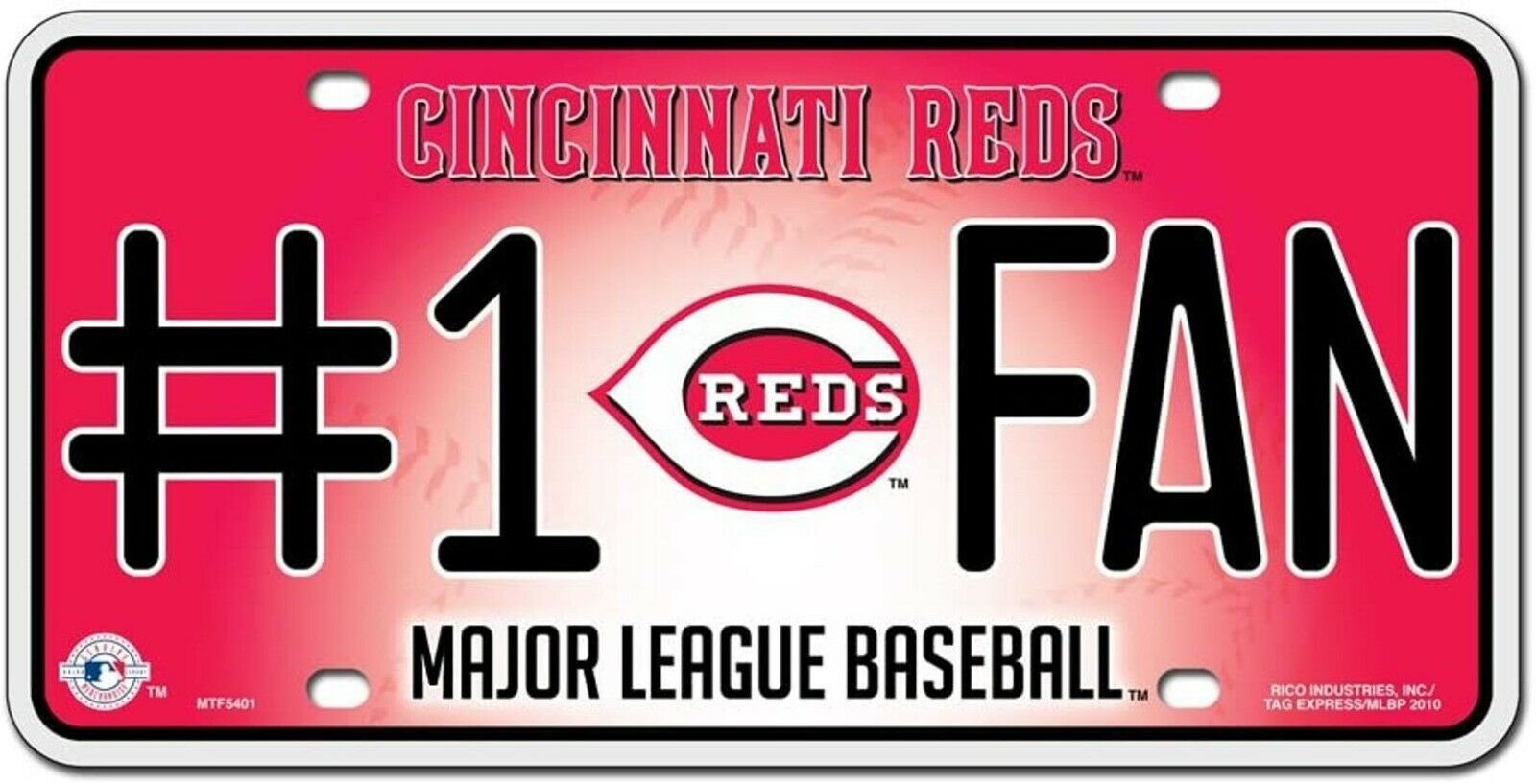 Cincinnati Reds Metal Auto Tag License Plate, #1 Fan Design, 6x12 Inch