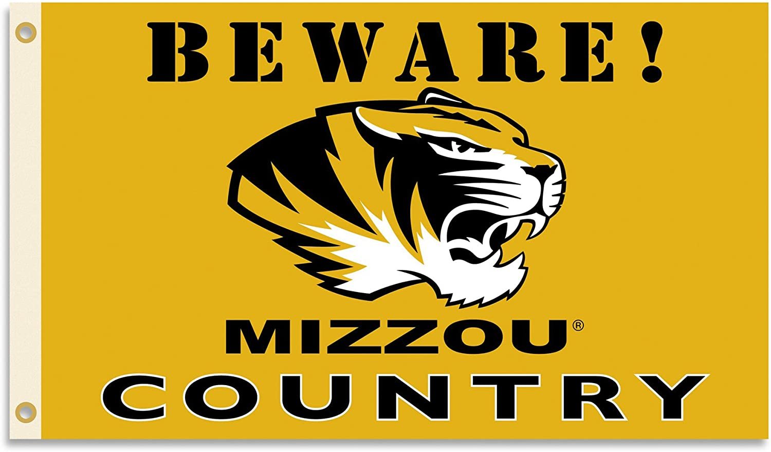 University of Missouri Tigers Premium 3x5 Feet Flag Banner, Beware Country Design, Metal Grommets, Outdoor Use, Single Sided