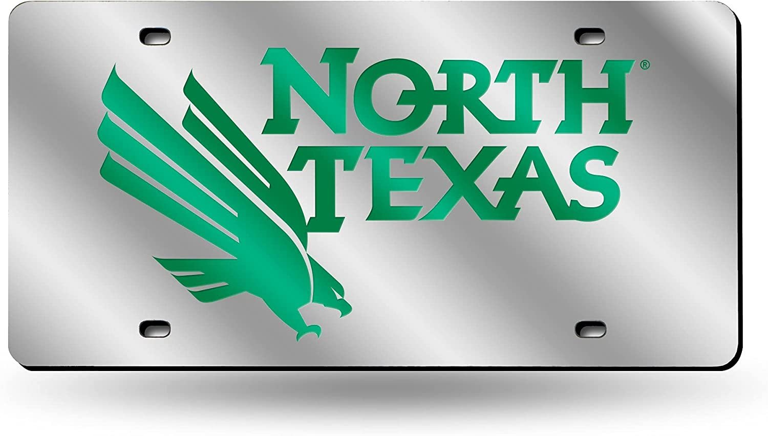 University of North Texas Mean Green Premium Laser Cut Tag License Plate, Mirrored Acrylic Inlaid, 12x6 Inch