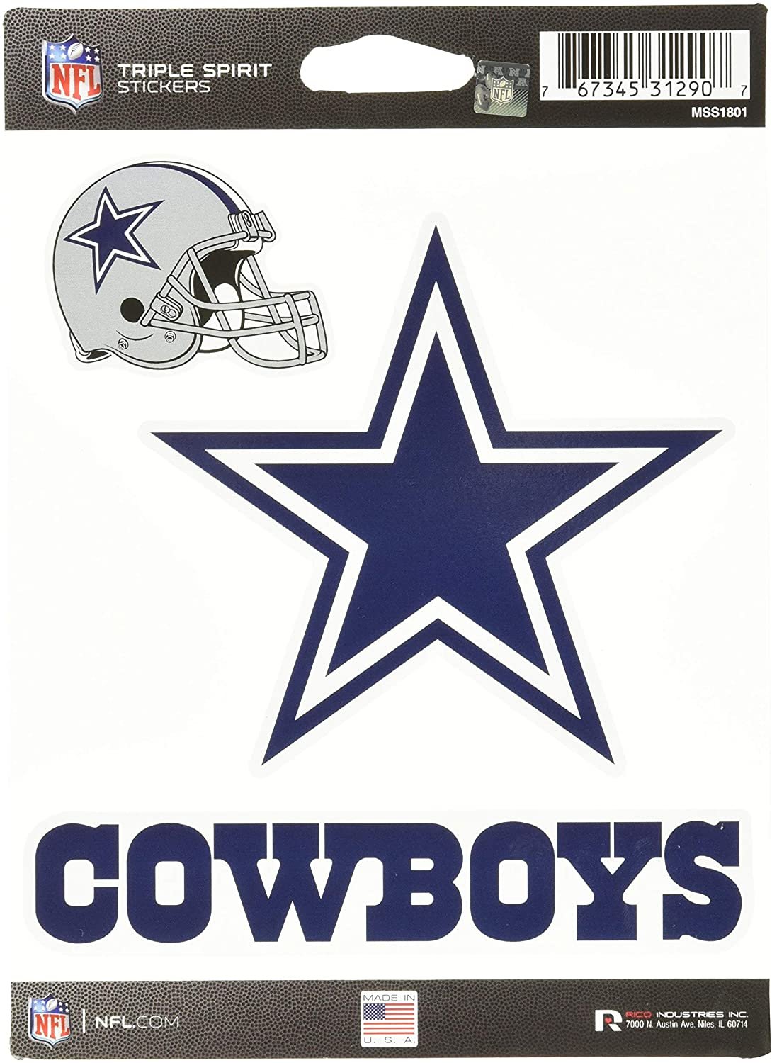 NFL Dallas Cowboys Die Cut 3-Piece Triple Spirit Sticker Sheet