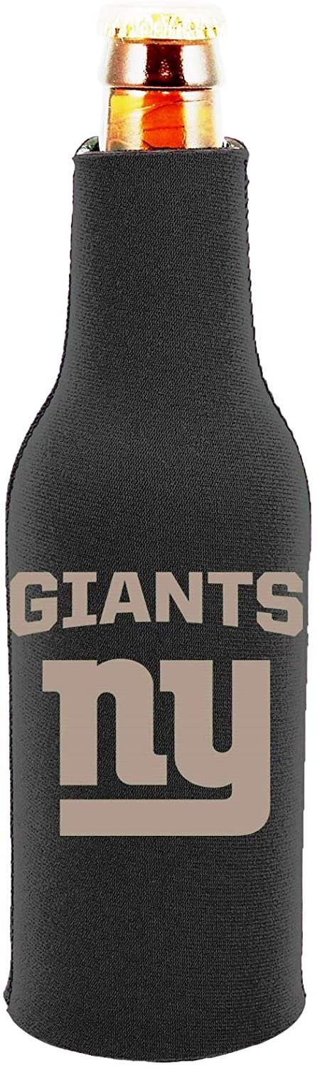 New York Giants 2-Pack Tonal Black Design Zipper Bottle Neoprene Beverage Insulator Holder Football
