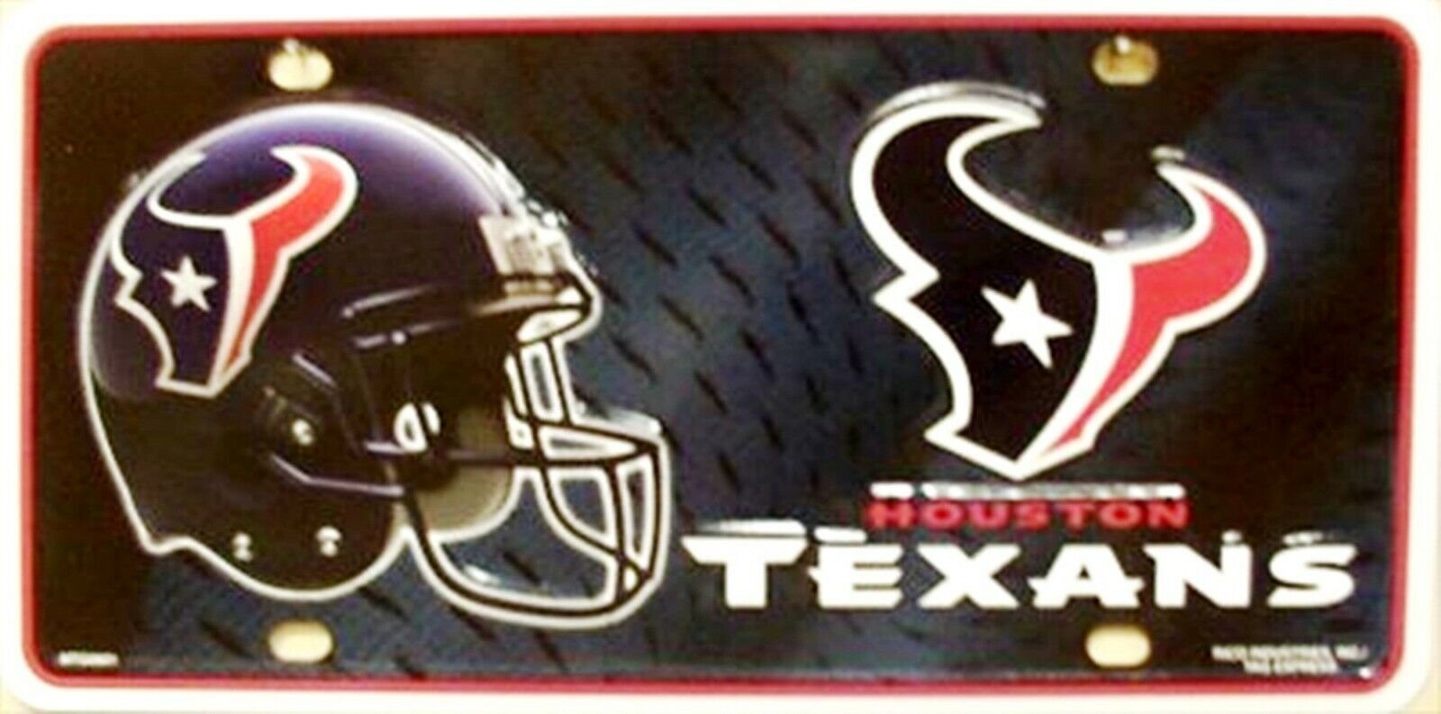 Houston Texans Metal Auto Tag License Plate, Helmet Design, 6x12 Inch