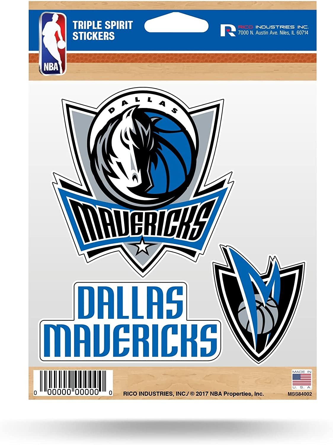 Dallas Mavericks Die Cut 3-Piece Triple Spirit Sticker Sheet