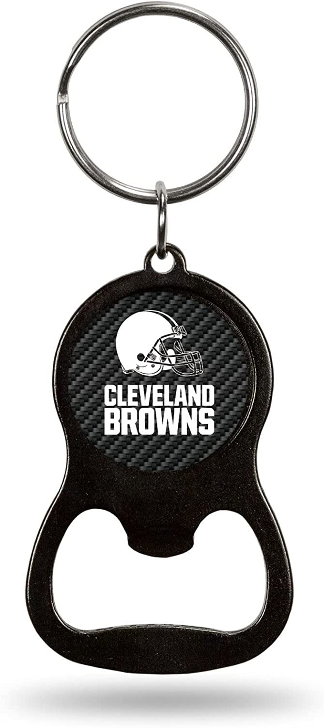 Cleveland Browns Keychain Bottle Opener Carbon Fiber Design Metal Football