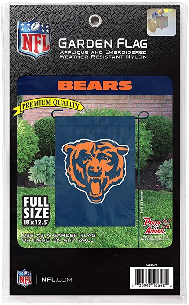 Chicago Bears Premium Garden Flag Banner Applique Embroidered 12.5x18 Inch
