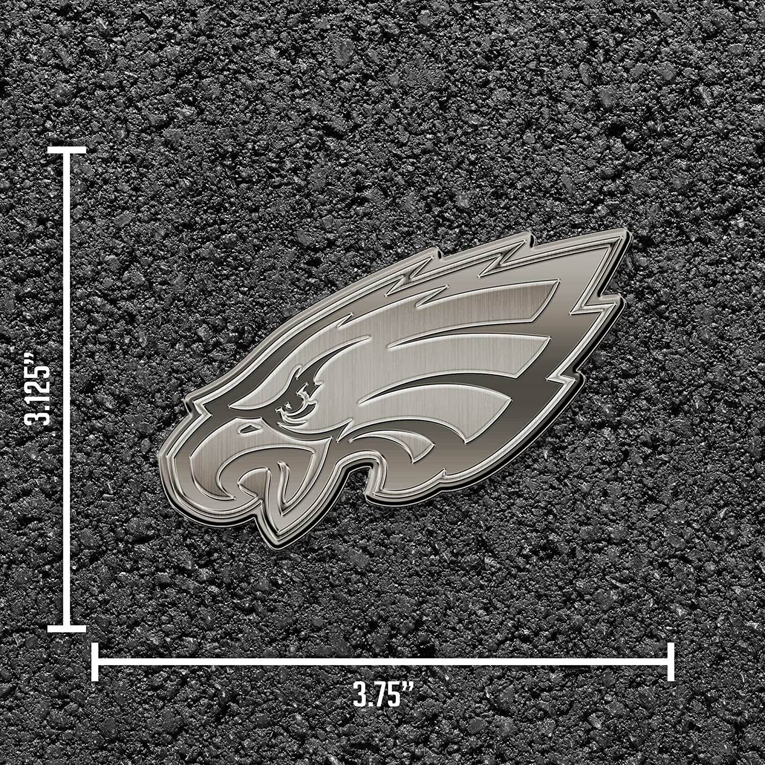 Philadelphia Eagles Solid Metal Auto Emblem Antique Nickel Design