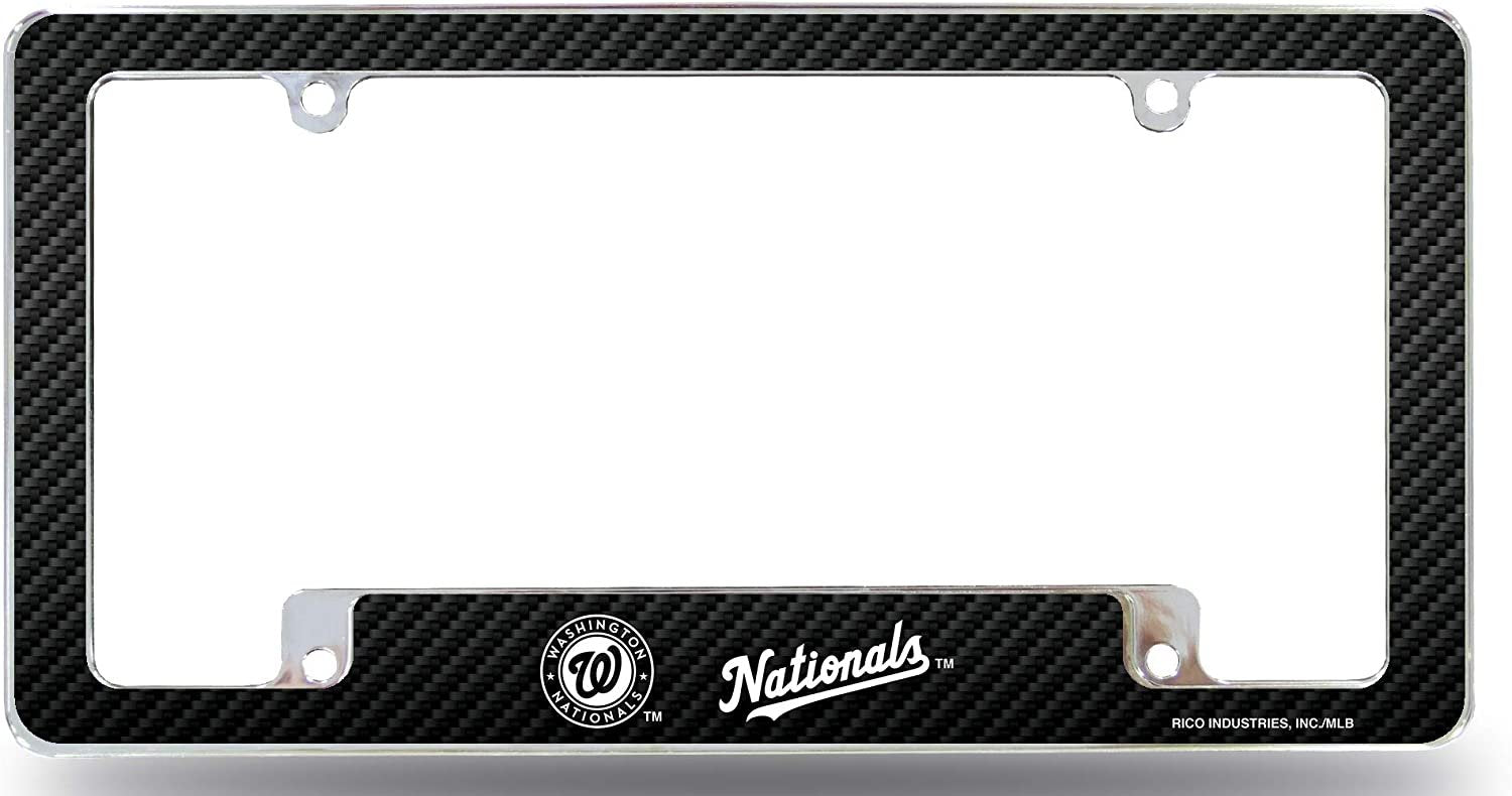 Washington Nationals Metal License License Plate Frame Tag Cover, Carbon Fiber Style, 12x6 Inch