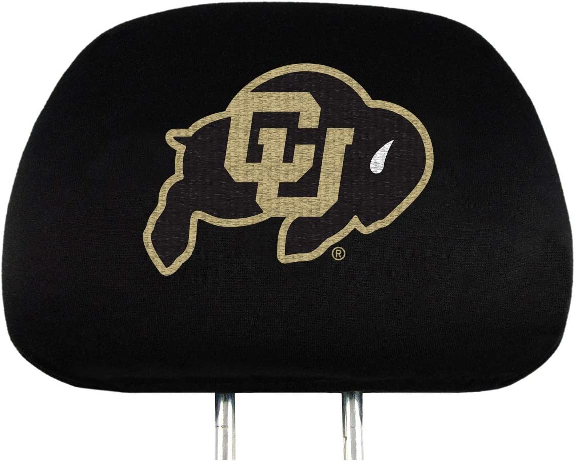 University of Colorado Buffaloes Pair of Premium Auto Head Rest Covers, Embroidered, Black Elastic, 14x10 Inch
