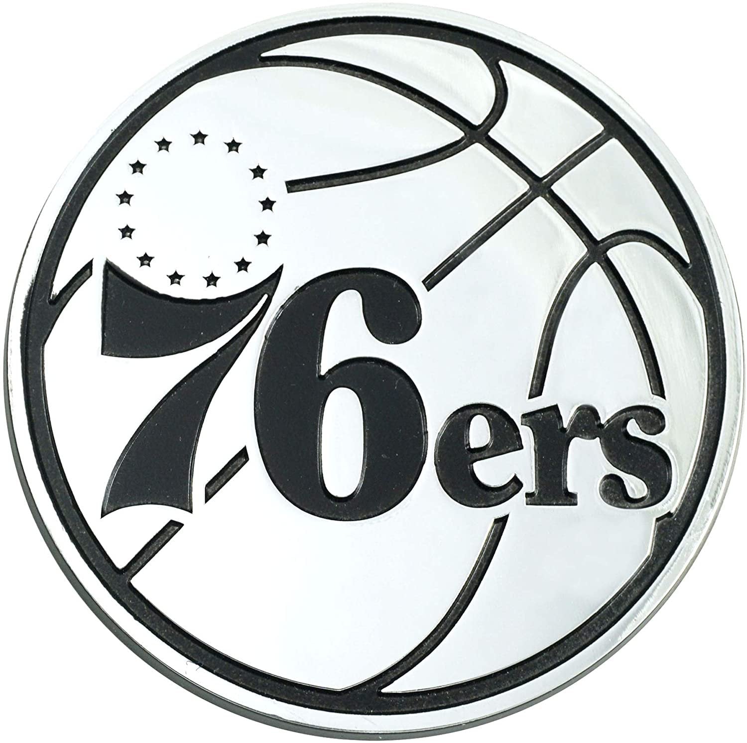 Philadelphia 76ers Solid Metal Auto Emblem Chrome Decal Raised Shape Cut