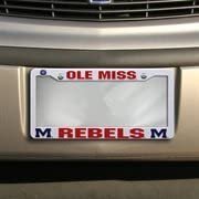 University of Mississippi Ole Miss Rebels Plastic License Plate Frame Auto Tag Cover, 12x6 Inch