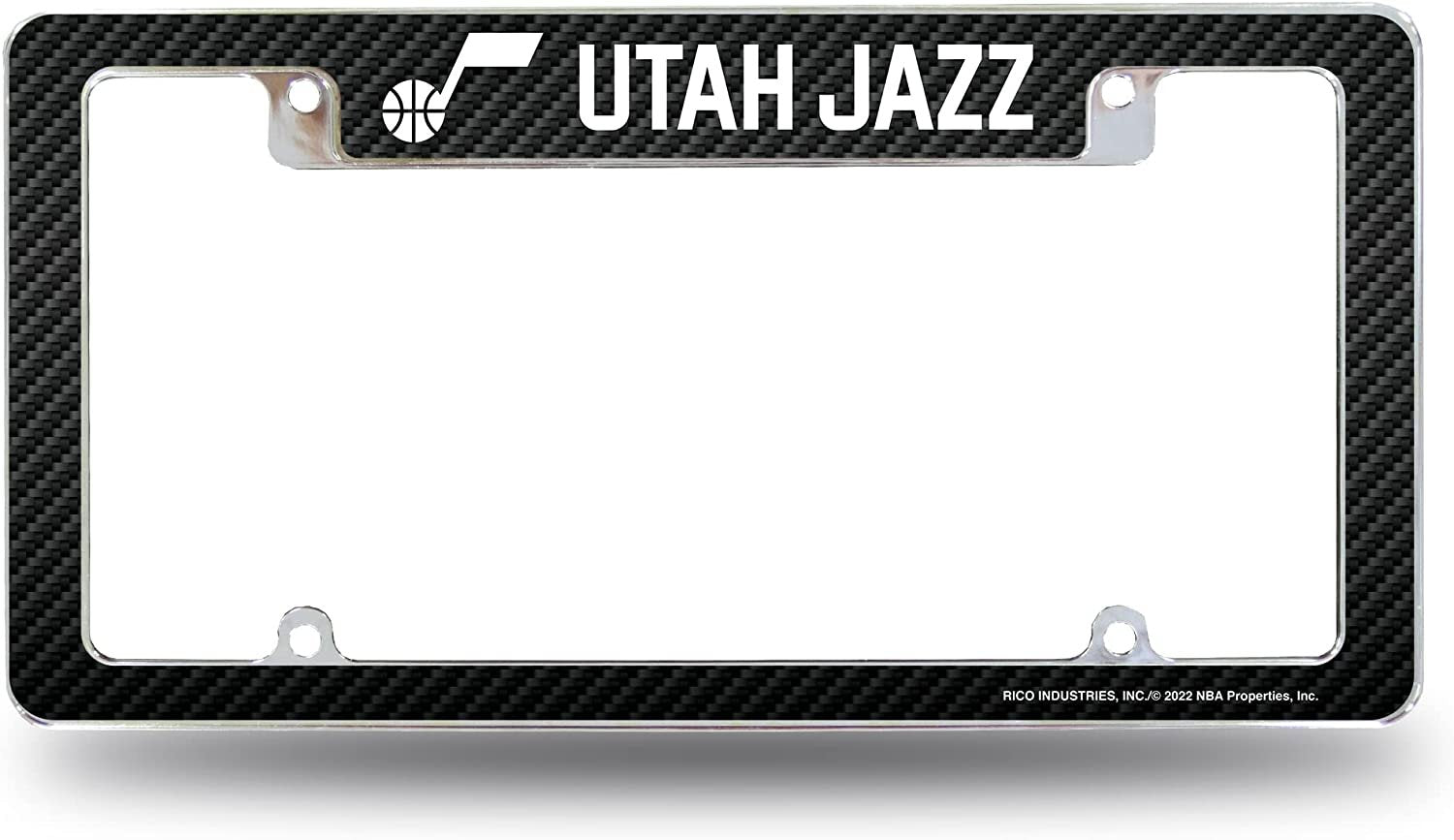 Utah Jazz Metal License Plate Frame Chrome Tag Cover 12x6 Inch Carbon Fiber Design