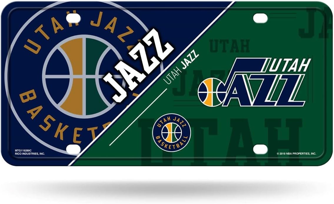 Utah Jazz Metal Tag License Plate, Split Design, Novelty, 12x6 Inch, Pre-drilled Holes