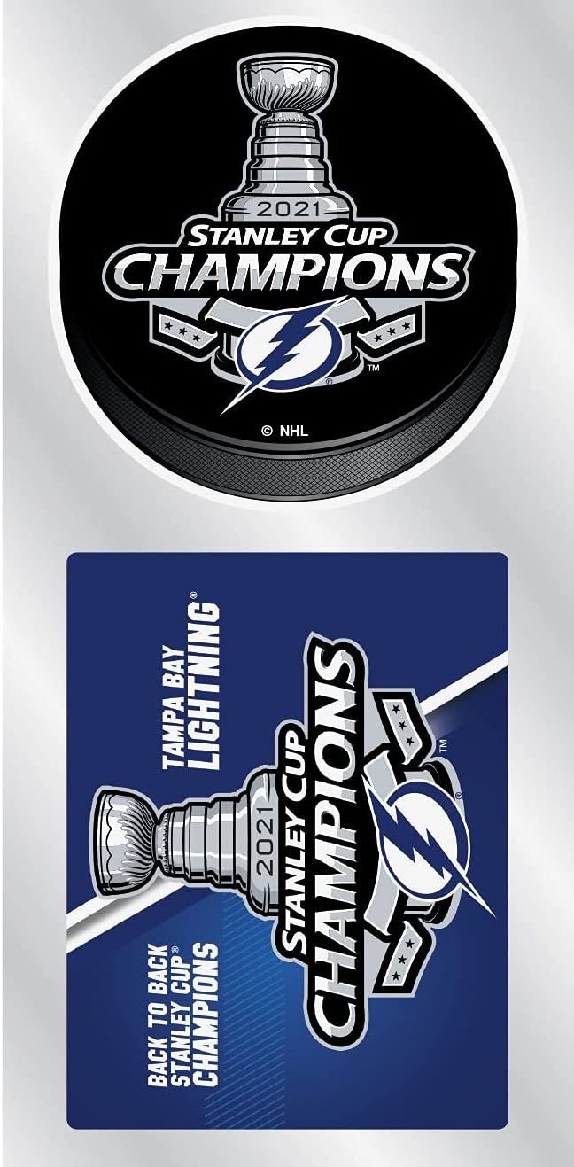 Tampa Bay Lightning 2021 Champions 2-Piece Double Up Die Cut Sticker Decal Sheet, 4x8 Inch