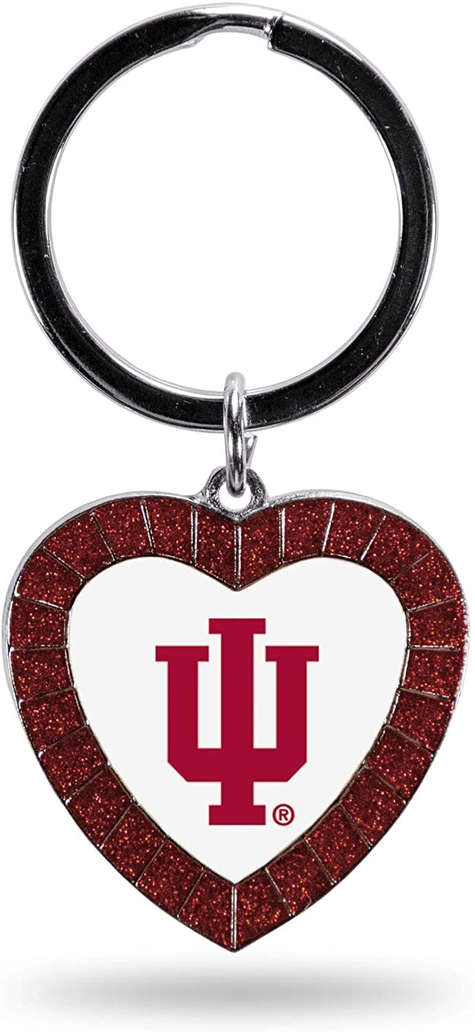 NCAA Indiana Hoosiers NCAA Rhinestone Heart Colored Keychain, Maroon, 3-inches in length