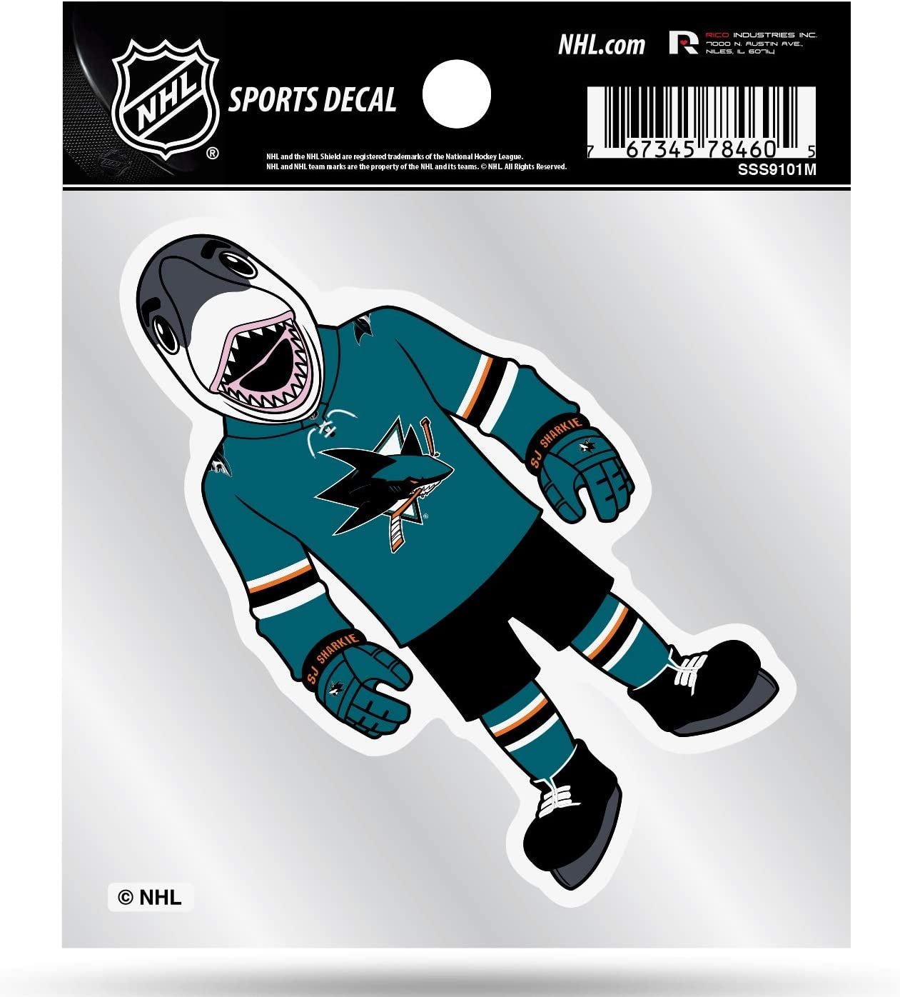 San Jose Sharks 4x4 Decal Sticker Mascot Logo Premium with Clear Backing Flat Vinyl Auto Home Hockey