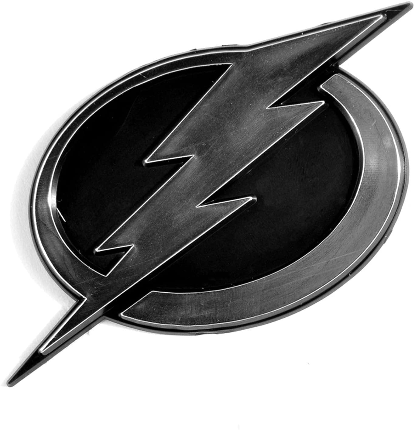 Tampa Bay Lightning Auto Emblem, Plastic Molded, Silver Chrome Color, Raised 3D Effect, Adhesive Backing