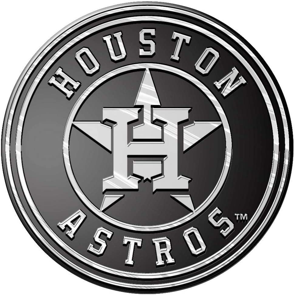 Houston Astros Auto Emblem, Plastic Molded, Silver Chrome Color, Raised 3D Effect, Adhesive Backing