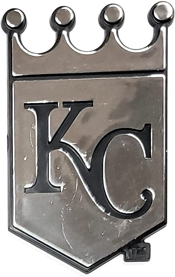 Kansas City Royals Auto Emblem, Plastic Molded, Silver Chrome Color, Raised 3D Effect, Adhesive Backing
